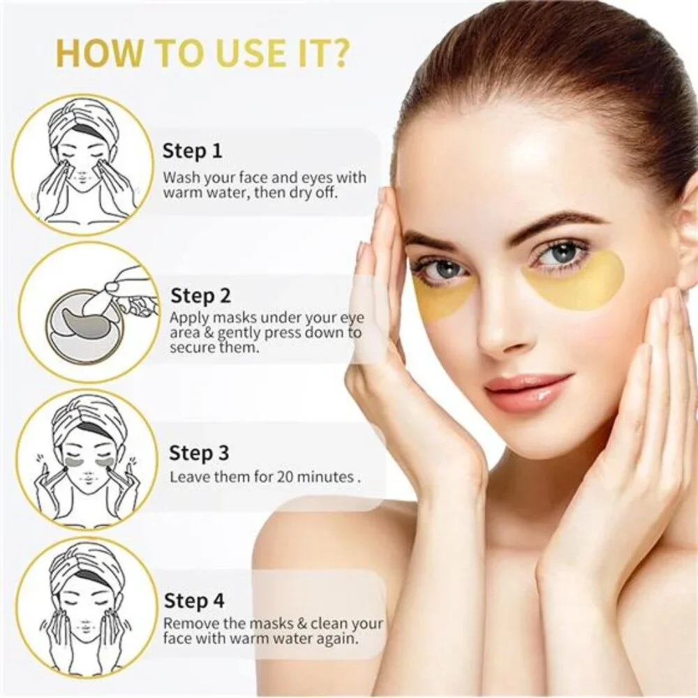 Under Eye Patches - 60 Pcs - 24K Gold Eye Mask- Puffy‎ Eyes & Dark Circles